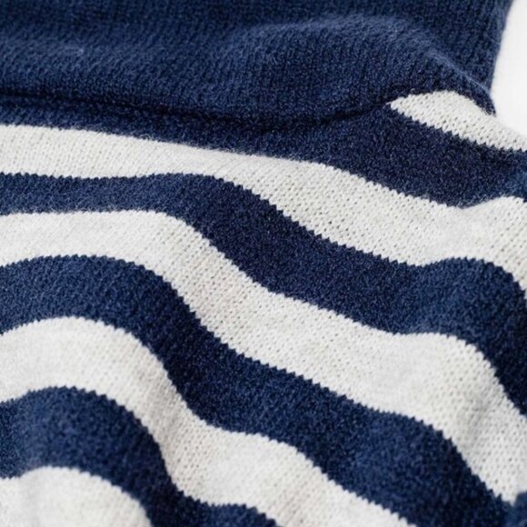 High Neck Oversized Sweater with Bat Wings and Stripes - Picture 4 of 4